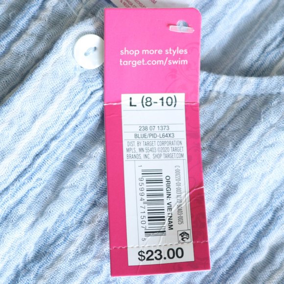 Xhilaration| Boho Blue & White Stripe Button Up Romper Swim Beach Coverup NWT| L - Picture 7 of 10